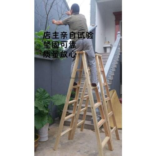 Wooden Ladder Double Side Wooden Ladder Household Folding Ladder Wooden Ladder