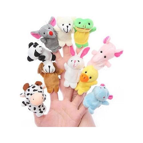 10 Pcs/set Puppets Family Finger Puppets Cloth Doll Baby Educational Hand Cartoon Animal Toy Children Kids Gifts Wholesale