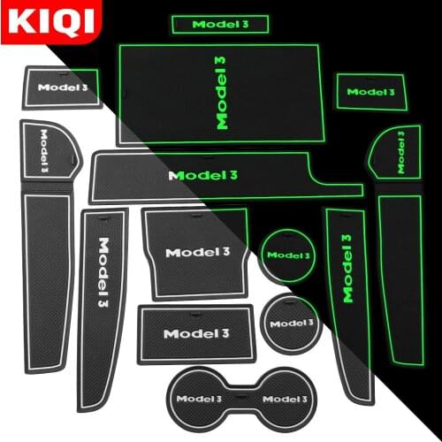 KIQI Car Console Mat Non-Slip Gate Slot Center Protective Cup Holder Pads Fit for Tesla Model 3 Model3 2016 - 2020 Accessories