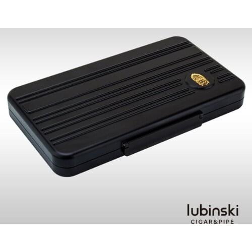 LUBINSKI Black Aviation aluminum & Gum Lined Cigar Travel Case Waterproof Humidor Holder 5 Count With Gift Box For COHIBA