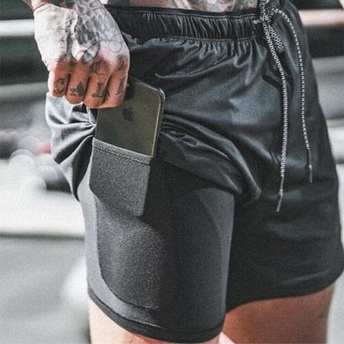 Summer 2020 running shorts men 2 in 1 sports jogging fitness shorts Mens Gym training Quick-drying sports shorts male short