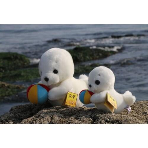 Hugged colourful ball white seal plush toy baby toy birthday gift b4868