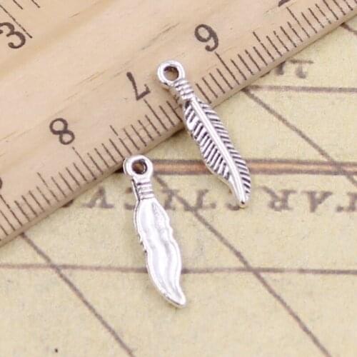 30pcs Charms Feather Tree Leaf 19x4mm Tibetan Silver Color Pendants Antique Jewelry Making DIY Handmade Craft Pendant
