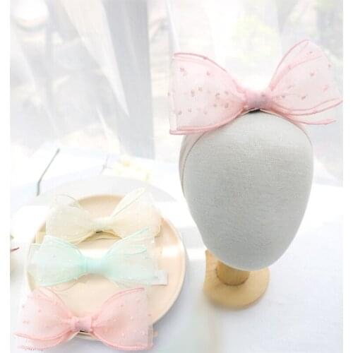 10pcs/Lot New Children Elastic Hair Band Newborn Polka Dots Yarn Bows Headband Headdress Infant Bowknot Hair Accessories