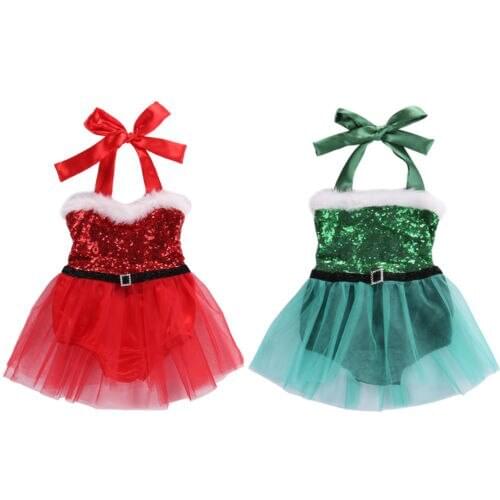 Christmas Newborn Infant Baby Girls Rompers Jumpsuit Tutu Lace Dress XMAS Outfits Costume Princess Baby Girl Clothing