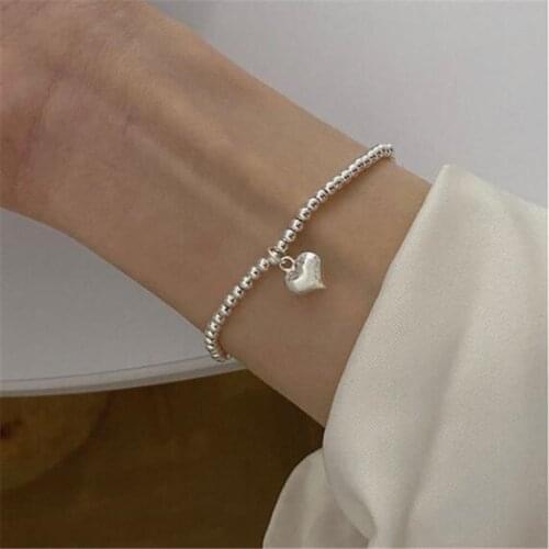 925 Sterling Silver Tassel Heart Charm Bracelet &Bangle For Women Girls Party Fashion Jewelry SL327