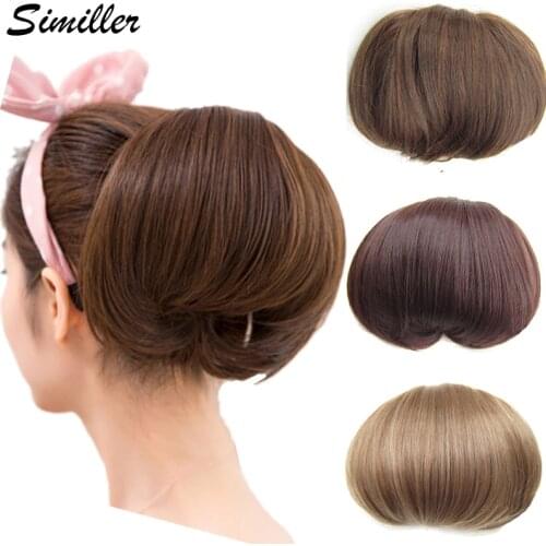 Similler 34 Colors Synthetic Hair Bun Chignon Ladies Pony Tail Hair Extension Scrunchie Elastic Wave Curly Hairpieces Rubber