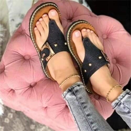 New Metal buckle Women Slippers Cloth Upper Female Fisherman Shoes Anti-slip Flat Bottom Ladies Sandals Outdoor Summer Slides