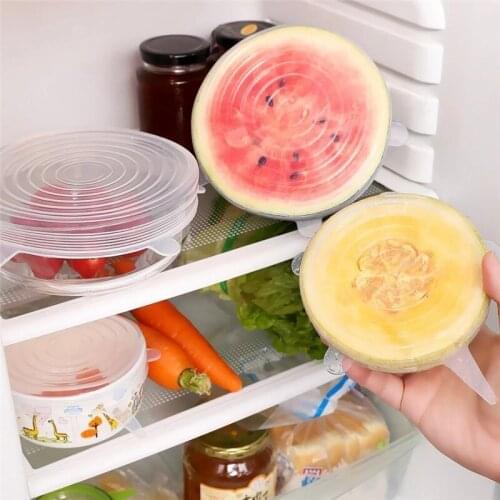 Silicone Food Packaging Bowl Pot Lid Kitchen Accessories Fresh-keeping Sealing Reusable Elastic Lid 6/12pcs 5z