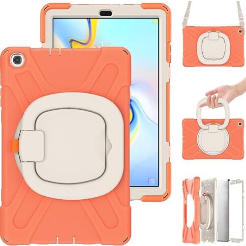 Tablet Silicone Case for Samsung Galaxy Tab A 10.1 T510 T515 Shockproof Cover with 360 Rotatable Kickstand+Shoulder Strap