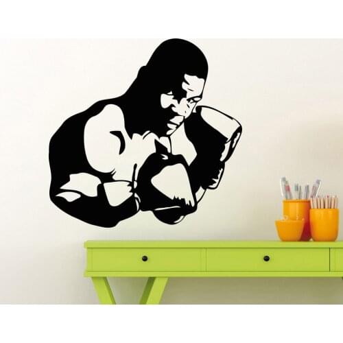 Sport Boxer Wall Decal Vinyl Fighter Champions Boxing Gloves Workout Fitness Wall Stickers Boxer Gym Decor Poster X650