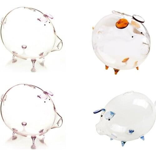 Pig Piggy Bank Money Boxes Coin Saving Box Cute Transparent Glass Souvenir Birthday Gift For Children Kids