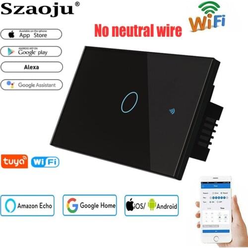 Szaoju WIFI+RF WiFi Smart Light Touch Switch RF433 Smart Life/Tuya App Control,Alexa Google Home Voice Control EU US 1Gang 1Way