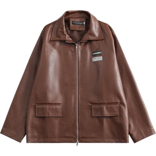 Vintage Loose Leather Jacket Women Korean PU Chic Moto Jacket Female 2021 Autumn Fashion Streetwear Womens Winter Y2k Coat New