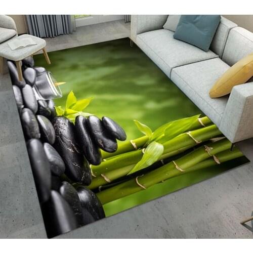 Zen Spa Buddha Black Stones Green Bamboo Home Childrens Room Floor Cushion Kitchen Area Rugs Bathroom Carpets Non-Slip Mat