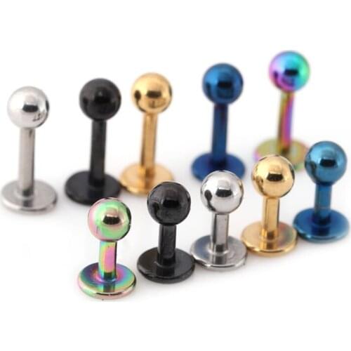 5PCS Womens Titanium Steel Flat Bottom Rod T-shaped Screw Small Earrings Ear Bone Nails Lip Nail Piercing Jewelry S21