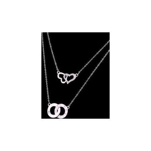 2021 New Fashion Personality Double Heart-shaped Pendant Necklace Double-stranded Star Two Circular Cross Necklace Women