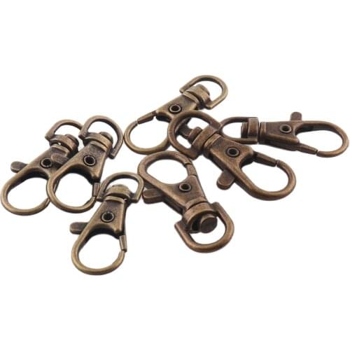 12pcsBronze Swivel hooks Hole Trigger Lobster Clasps Clip Snap Hook Key Chain Ring Outdoor Lanyard Craft Bag Parts DIY