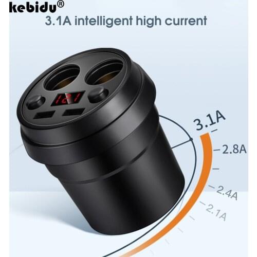 2 USB Car Charger DC/5V 3.1A Power Socket Adapter Mobile Phone Chargers With Voltage LED Display Cigarette Lighter Splitter