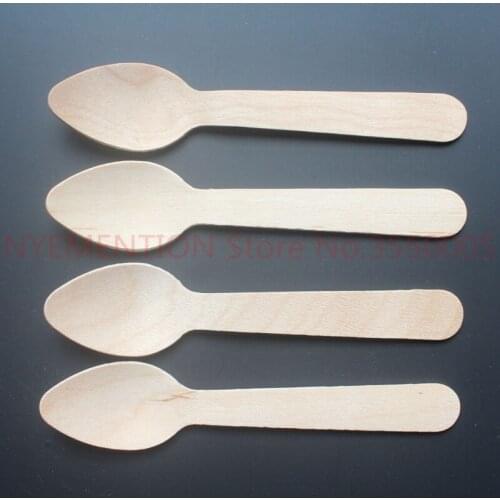 2000 Custom Engraved 11cm Disposable Tea Spoon First Birthday Wedding Party Wooden Dessert Spoons