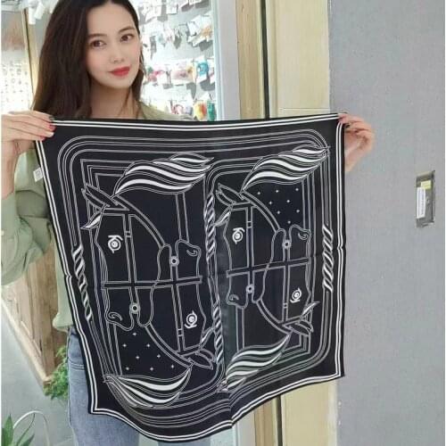 2021 100% Real Silk Neckerchief Scarf Women Square Head Scarves for Hair Wrapping 26"