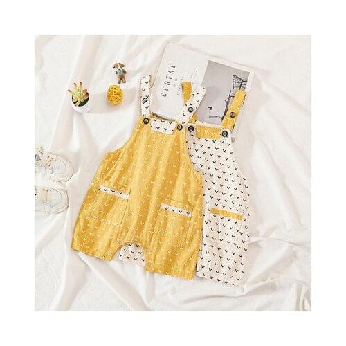 2021 Baby Overalls Shorts Summer Can Be Opened Korean Childrens Baby Short Pants Girls Print Jumpsuits Kids Suspender Shorts