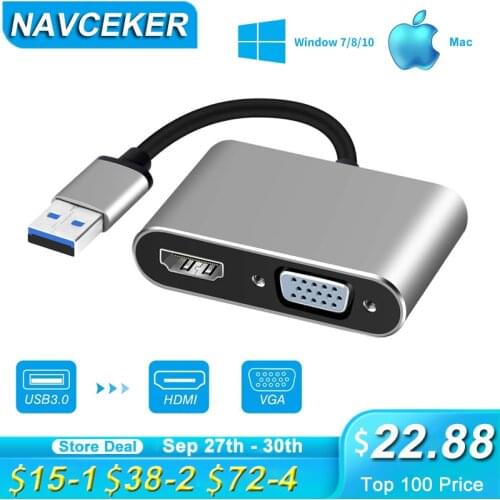 2020 USB 3.0 to HDMI VGA Adapter Mac OS USB to VGA HDMI Adaptor 1080P Converter Support HDMI VGA Sync Output for Windows7/8/10