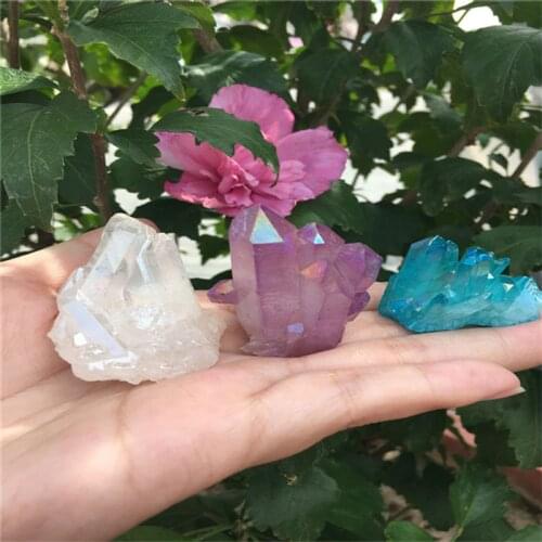 3pcs Natural and beautiful electroplated quartz 84g