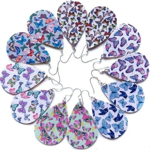 30pairs lot wholesale Womens Fashion Earrings Faux Leather Teardrop Dangle Earrings Earring