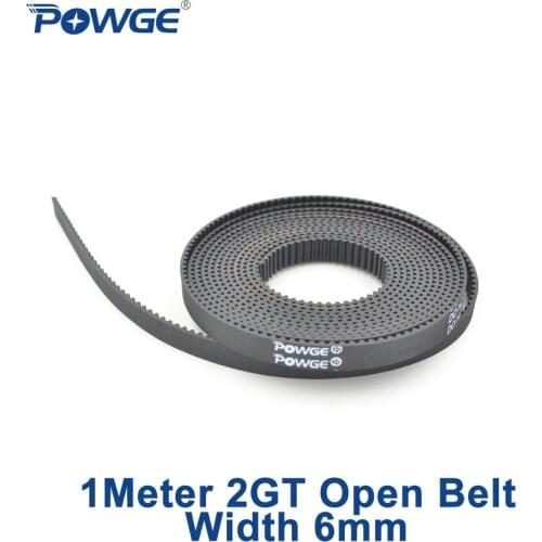 POWGE 1Meter 2MGT 2M 2GT open synchronous Timing belt GT2 2M-6 2GT-6mm width 6mm Rubber Small backlash Linear Motion 3D Printer