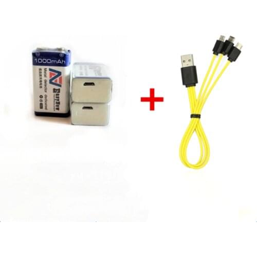 4pcs 1000mAh 9V rechargeable battery 6F22 USB lithium-ion battery with Micro USB cable for fast charging