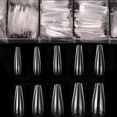 500Pcs/Box Full Cover Fake Nail Artificial Tips Ballerina Clear/Natural/white False Fake Fingernails Coffin Tips Manicure Tool