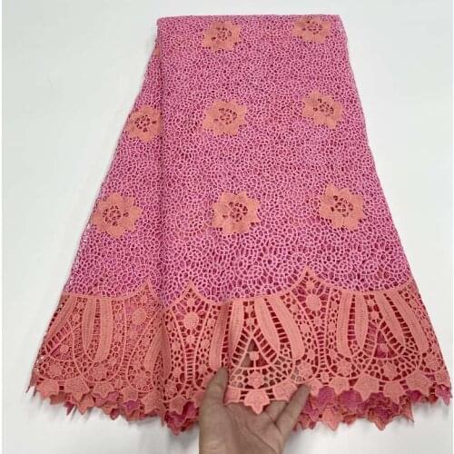 8 colors (5yards/pc) Beautiful two colors Nigerian Guipure lace pink African cord lace fabric 2021 new for party dress WJY010