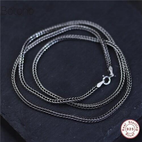 925 sterling silver colour chain necklace male retro Thai silver colour foxtail chain men925 sterling silver necklace men charm