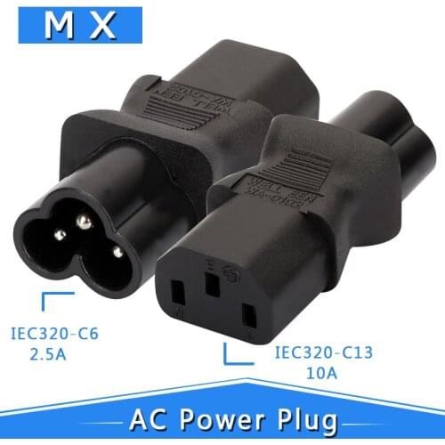 IEC 320 C13 to IEC C6, IEC 3Pin female to 3Pin male micky power adapter C13 to c6 or C6 to C13 micky power adapter
