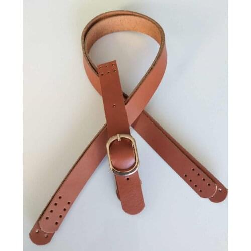 Genuine Leather Double Handle Buckle Cover Light Gold Tan