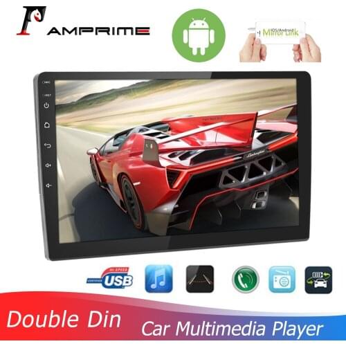 AMPrime 10 inch 2.5D Tempered Glass Mirror Car MP5 Player 2 Din Android 8.1 GPS Radio Autoradio with Bluetooth WIFI GPS FM Radio