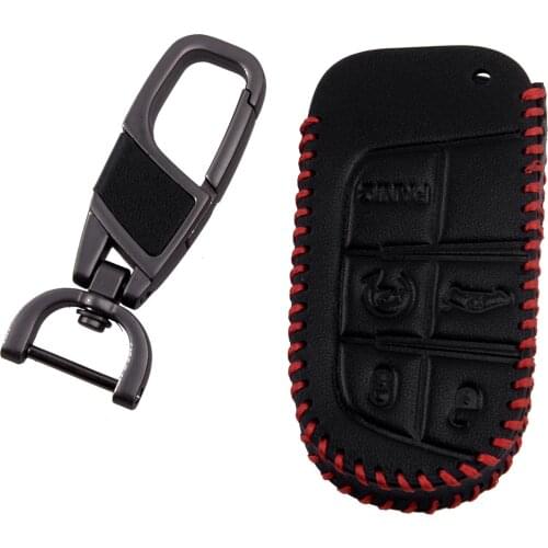 Car Leather Remote Key Fob Cover Case Fit For Jeep Grand Cherokee Chrysler 200 300 Dodge Durango Charger Challenger Journey
