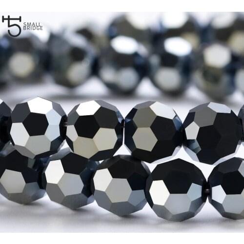 3 4 6 8mm Czech Black Glass Beads For Jewelry Making Bracelet Diy necklace beads Round loose Spacer Crystal Beads Wholesale Z102