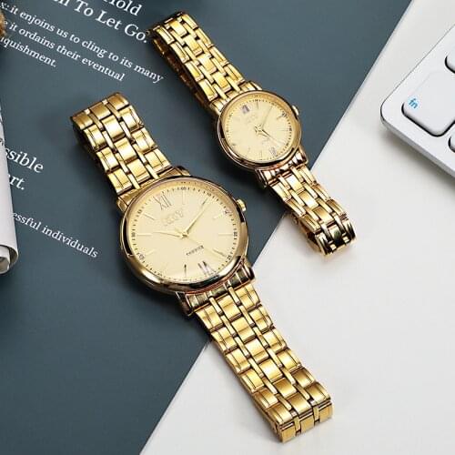 Hot Sale New Lovers Watches For Men Women Fashion Simple Quartz Wristwatches Waterproof Clock Male Gold Couple Watch gift 2021