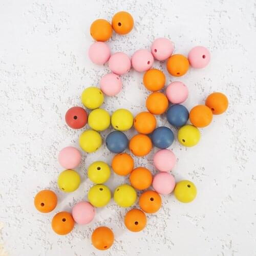 Chenkai 100PCS 12MM Silicone Print Beads Baby Round Shaped Beads Teething BPA Free DIY Sensory Chewing Toy Accessories