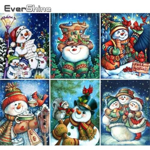 EverShine 5D Diamond Mosaic Cartoon Cross Stitch Diamond Painting Full Square Snowman Picture Rhinestones Handmade Home Decor