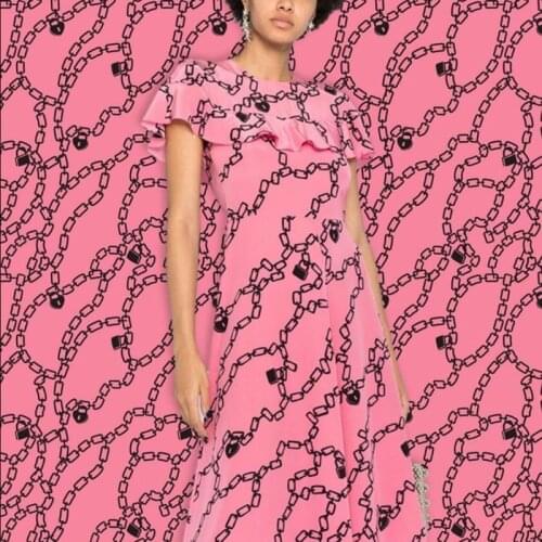 European G brand new spring/summer custom printed fabric, chain pattern fabric, factory shop support G logo customization