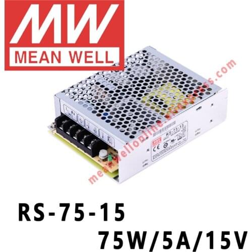 RS-75-15 Mean Well 75W/5A/15V DC Single Output Switching Power Supply meanwell online store