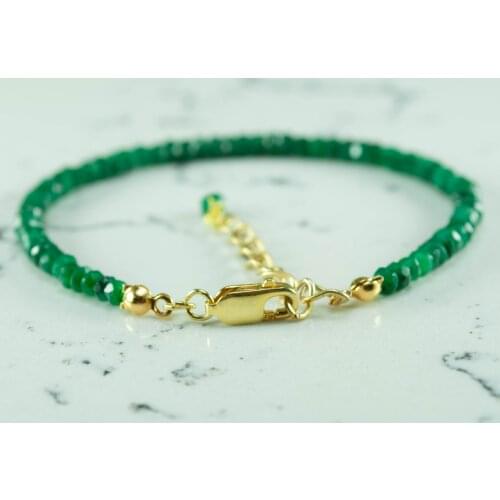 Emerald Bracelet, 14K Gold Filled Jewelry for Women, May Birthstone Bracelet, Gemstone Bead Bracelet, hand Made in TURKEY