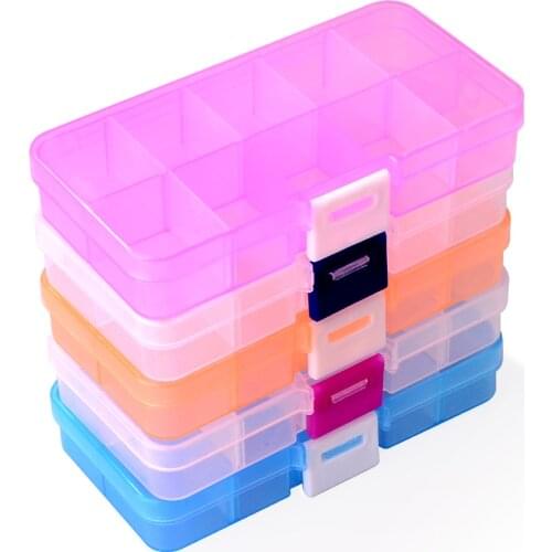 5 Colors Jewelry Storage Box Ring Earring Accessories Drug Pill Beads Portable Plastic Organizer Case Travel Bins 10 Slots