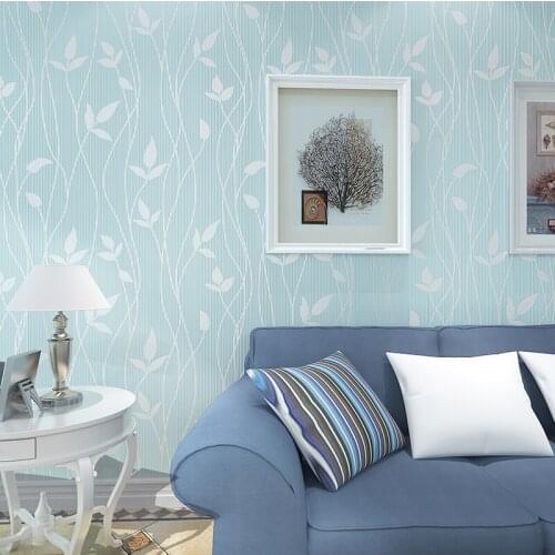 Fashion Rustic Floral 3d Wallpapers Non-woven Flocking Leaf Wallpaper For Bedroom Wall Paper Roll 3d Wall Murals Wallpaper