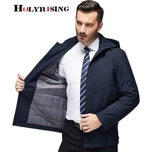 Holyrising men parka hombre invierno 2020 fashion men coat hood cotton jacket M-3XL size men clothes 19081-5