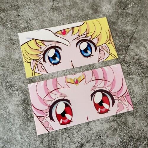 Lovely Anime Cartoon Cute Girl Moon Cat Motorbike Helmet Automobile Tail Window Scratches Cover Stickers Car Styling Decals