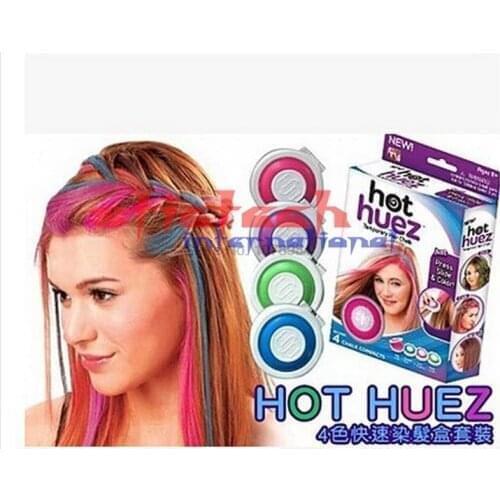 By ems or dhl 200sets Hair Powdery Cake Temporary Hair Chalk Powder Dying Soft Pastels Salon Party Tools 4 Colors New Arrival